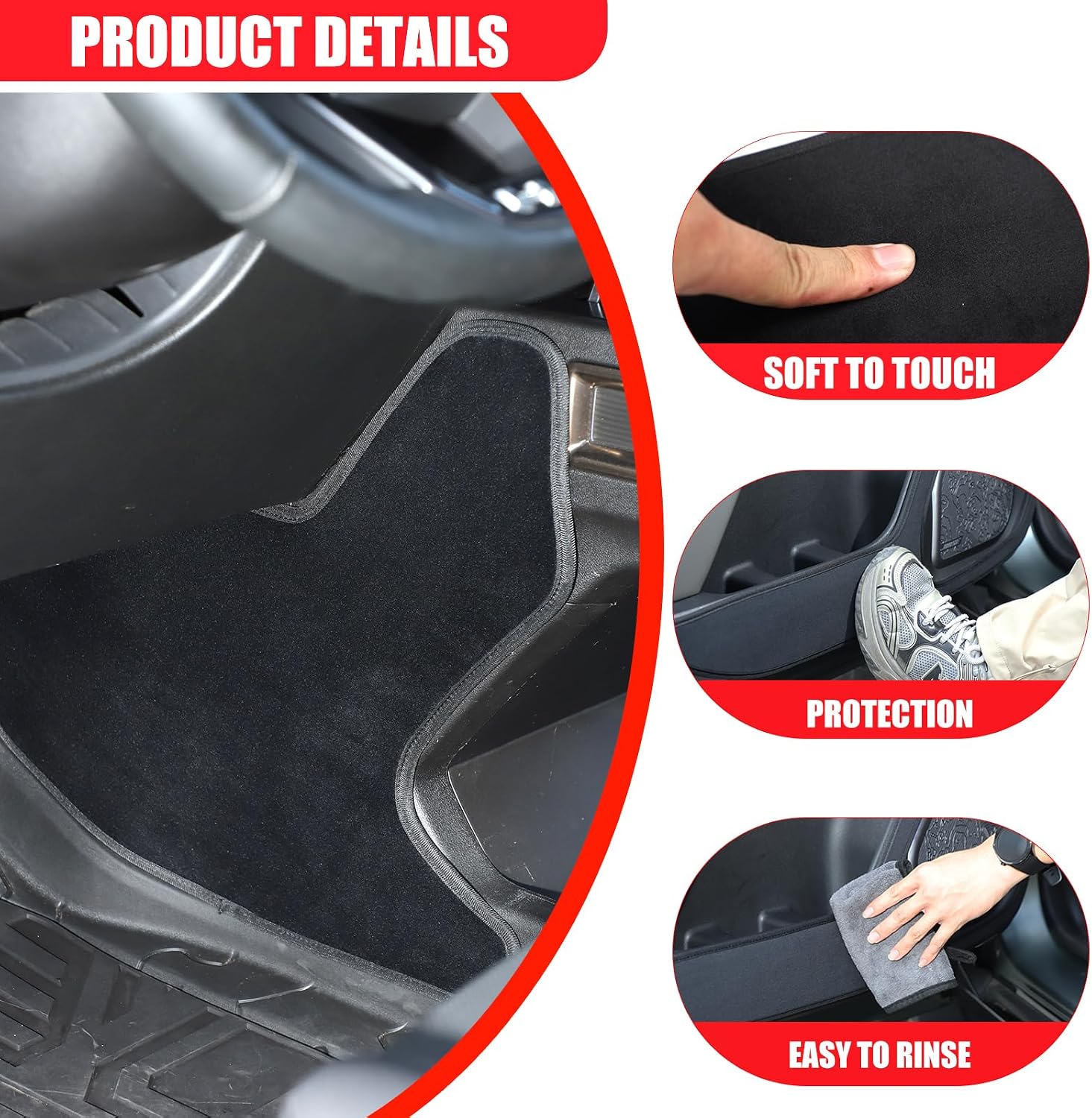 Yinanlutos Center Console Side Anti Kick Mat Compatible with Hummer EV 2022-2026 Console Console and Door Ant Kick Pad Tailgate Panel Protector Sticker Set 7PCS