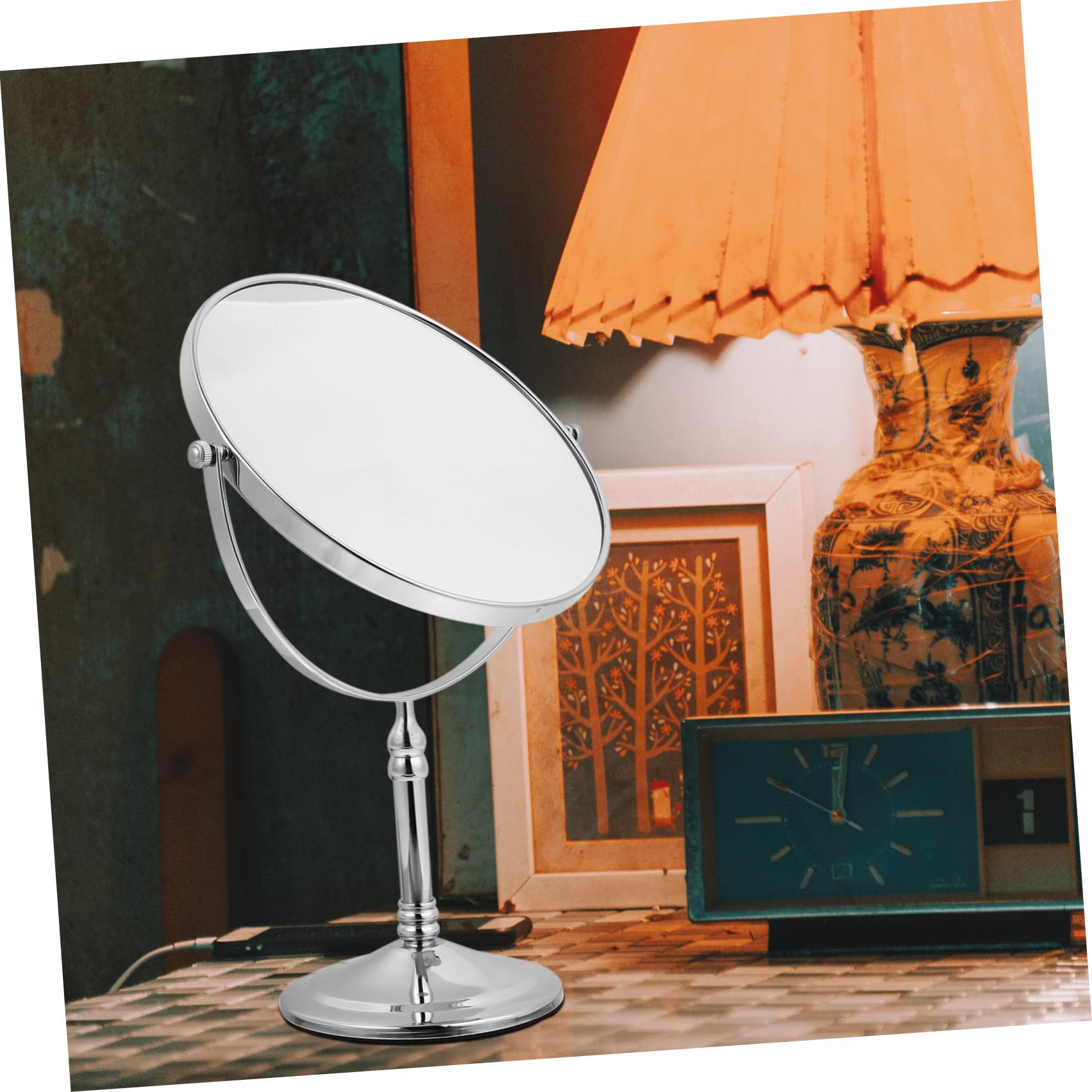 Espejo De Maquillaje Doble Cara Giratorio Aumento Luces Led Superficie HD para Mujer