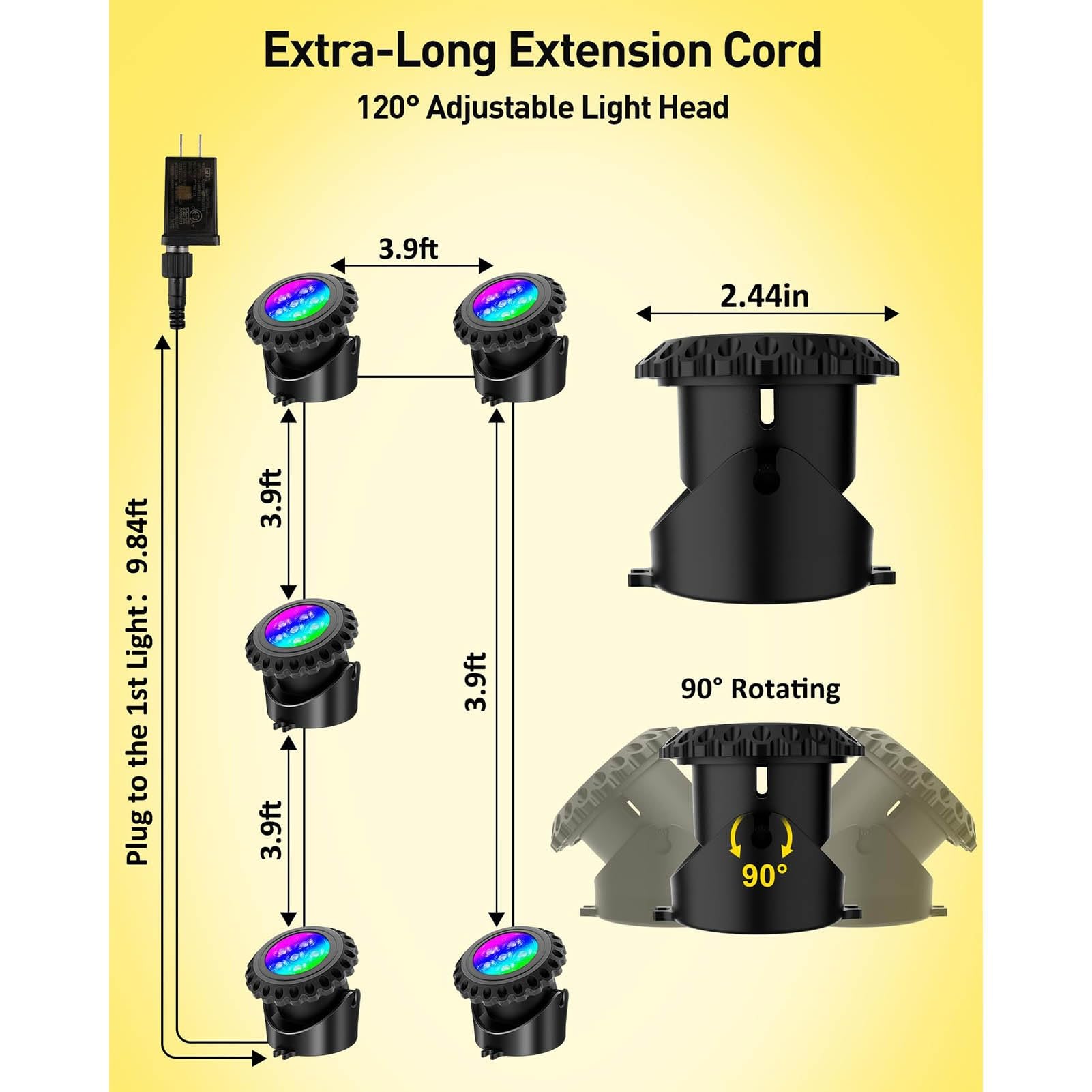 Luces RGB For Estanque Con Temporizador, Luces LED Subacuáticas Regulables For Fuente, IP68 A Prueba De Agua For Exteriores, Paisajes, Peceras, Estanques, Fuentes, Cascadas, Jardines Y Césped, 5 Luces