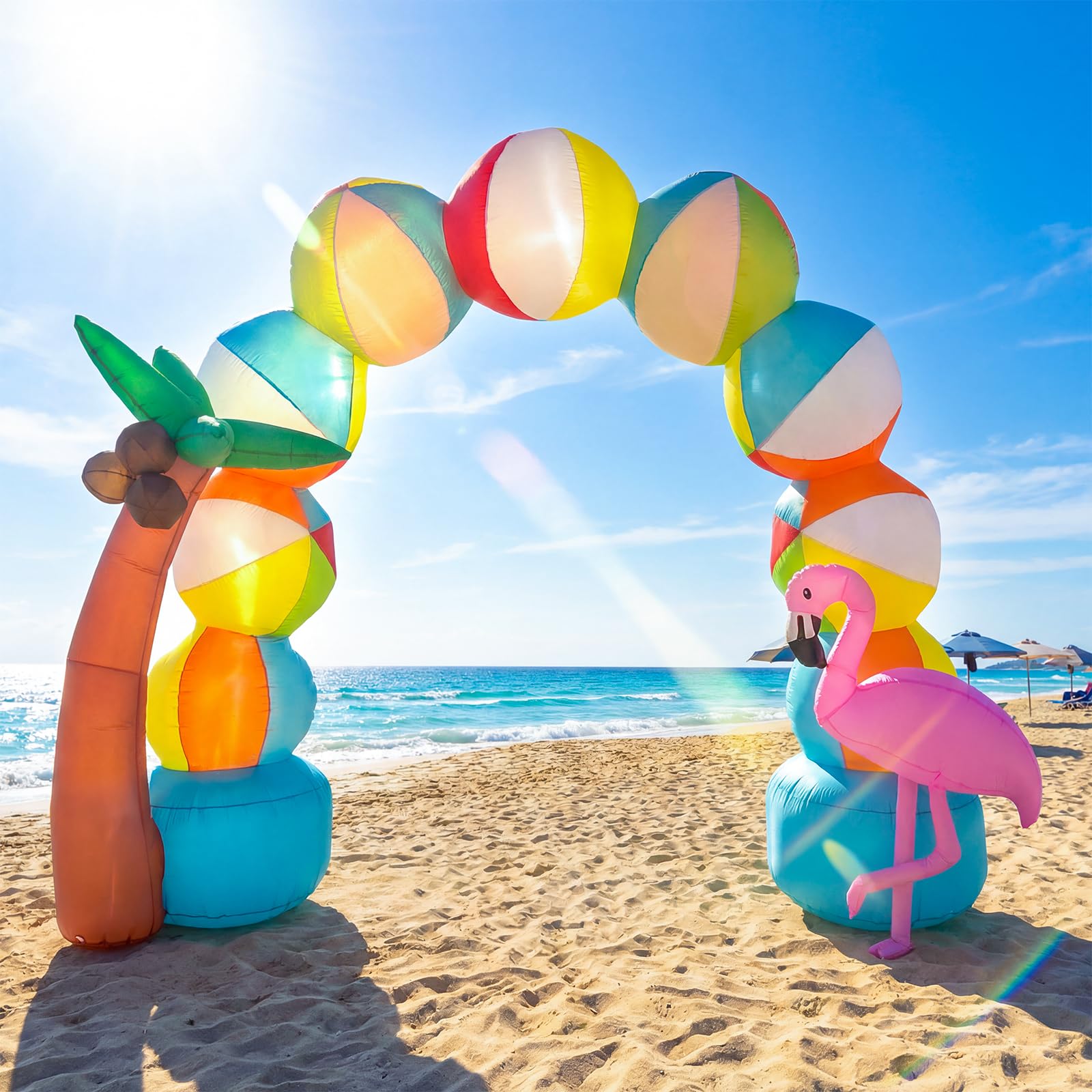 Arco inflable de playa inflable de verano de 9 pies con 5 luces LED para inflables de verano, decoraciones al aire libre, regalos de fiesta en la playa