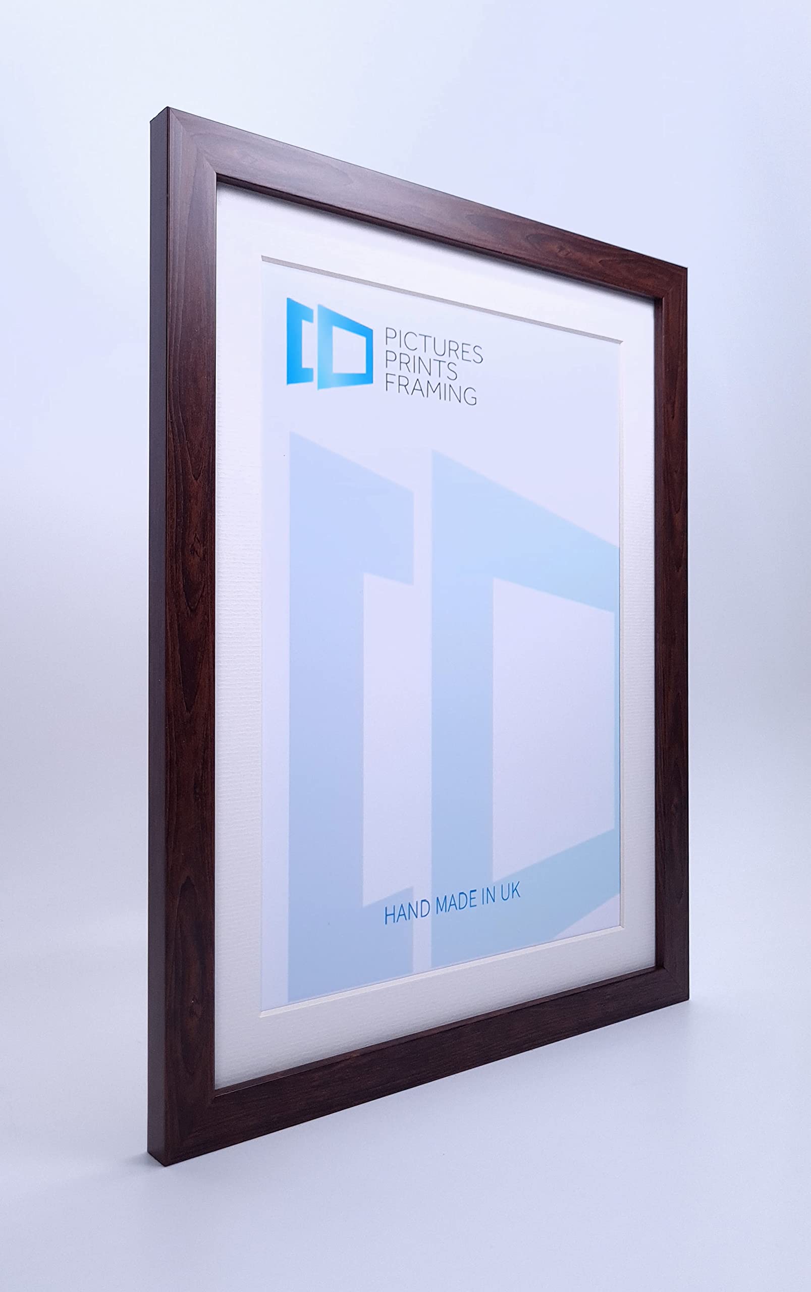 Walnut Effect Picture Frame with Off White Mount for picture size 15x15cm with Glass Front โ image 1