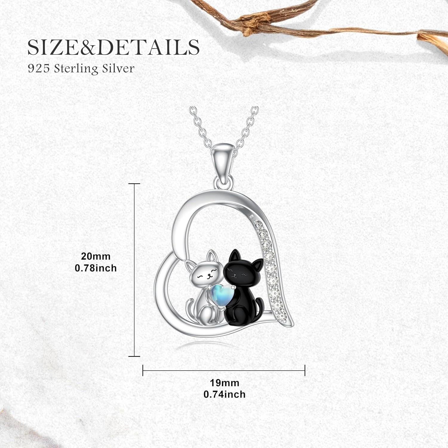 Moonstone Black Cat Necklace for Women 925 Sterling Silver Infinity Black Cat Pendant Moonstone Jewelry Gifts for Mom Wife - Image 4