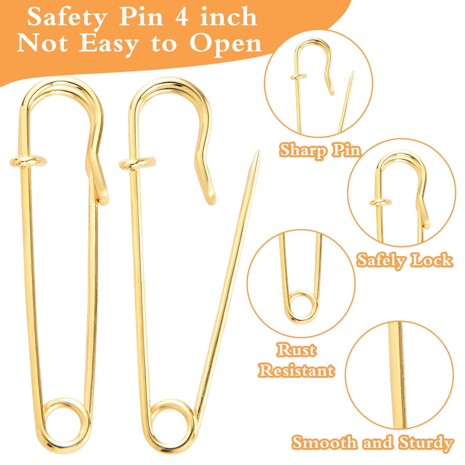 Sibba 20 Stuks Grote Veiligheidsspelden - 2 Inch Voor Zwaar Gebruik - Voor Kleding, Leer, Ambachten, Canvas, Sjaals, Kilts
