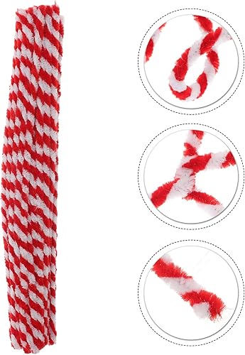 Miniatura 8 de VALICLUD Limpiadores de Navidad para manualidades, tallos de chenilla blanca y roja, a granel, decoración de manualidades, 50 unidades