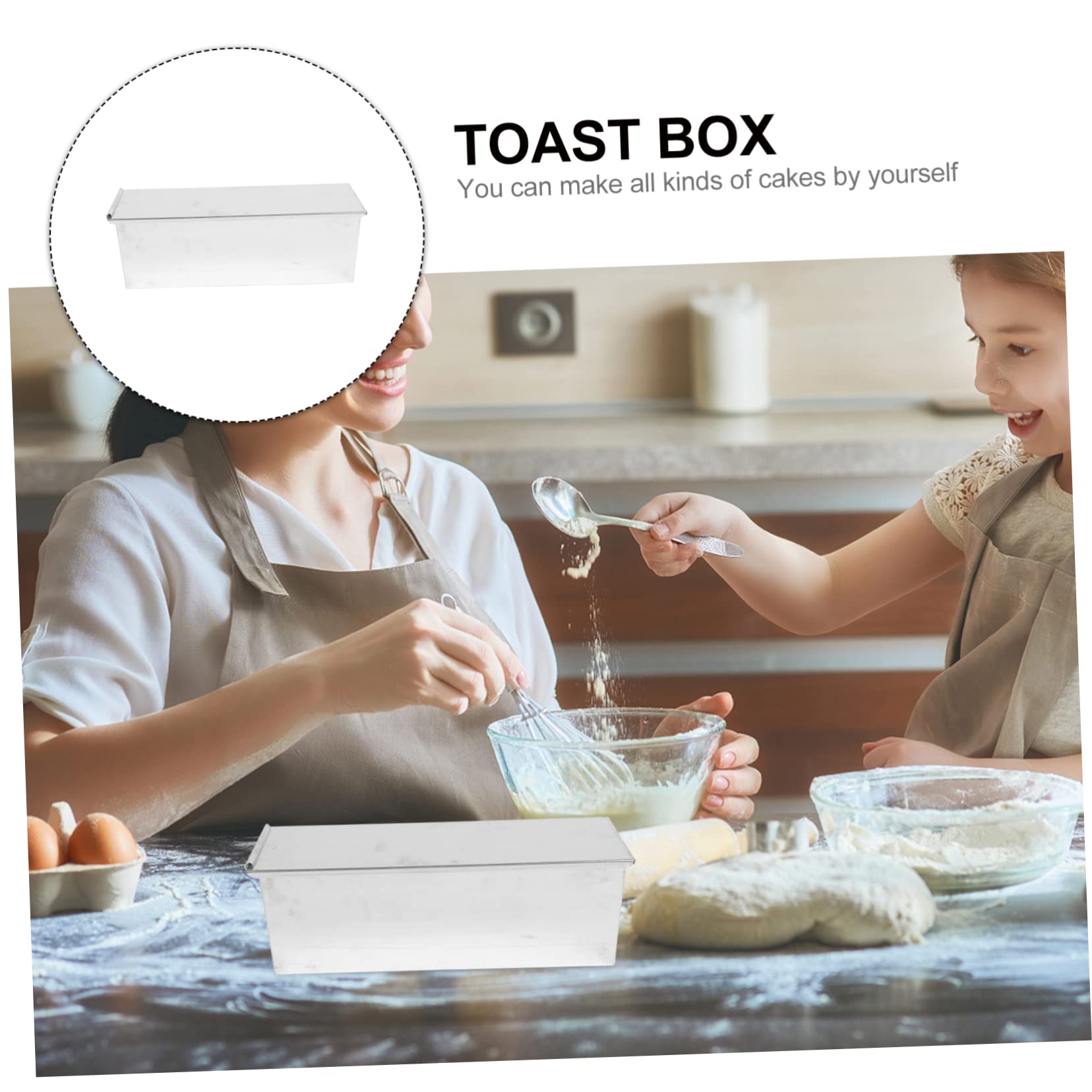 Moule à Carré avec Couvercle Antiadhésif pour Gâteau et Toast Faits Maison Facile à Nettoyer Ranger