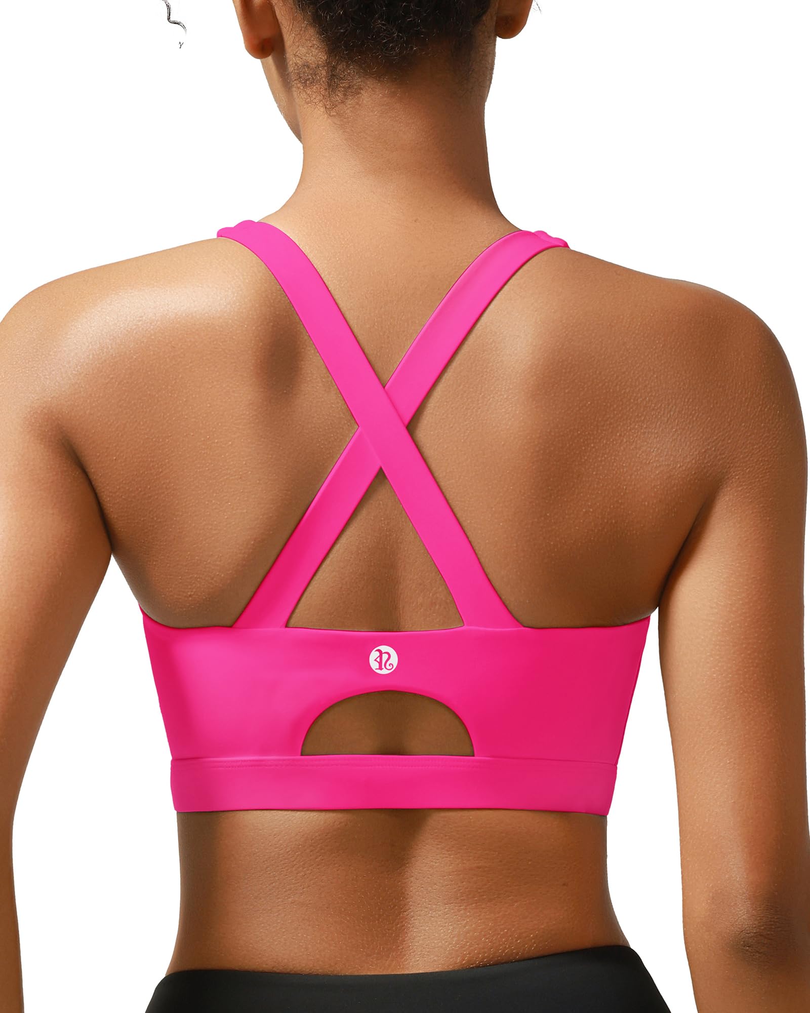 RUNNING GIRL Sports Bra for Women High Support,Molded Cup Strappy Running Sports Bras with Sewn in Pads