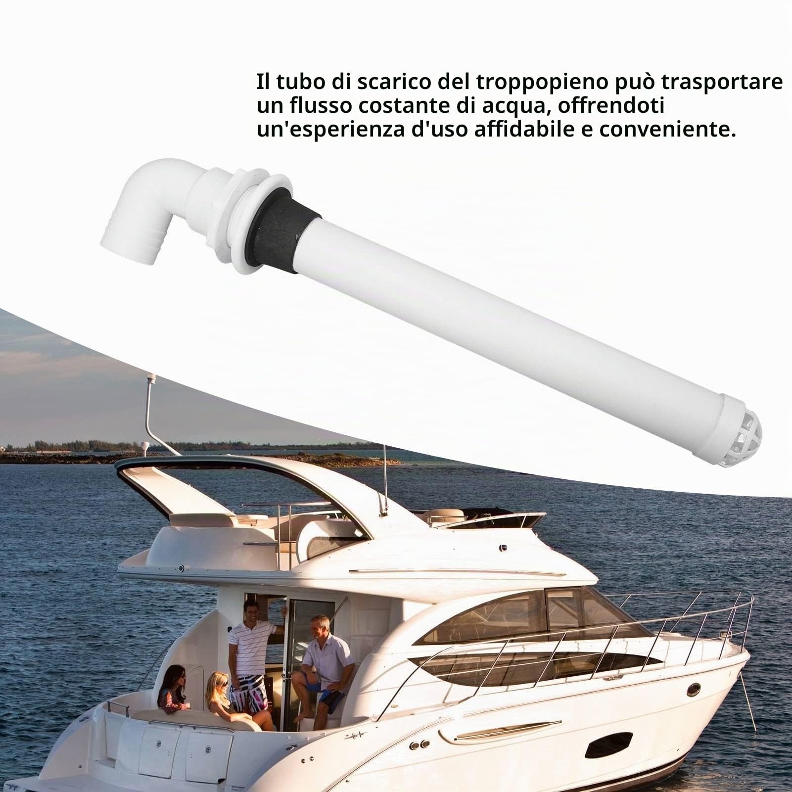 Tubo Di Scarico Di Troppo Pieno, Plastica e PVC Tubo Di Scarico Del Troppopieno Piletta Lavabo Bagno Universale per Yacht, Acquari, Bagni,