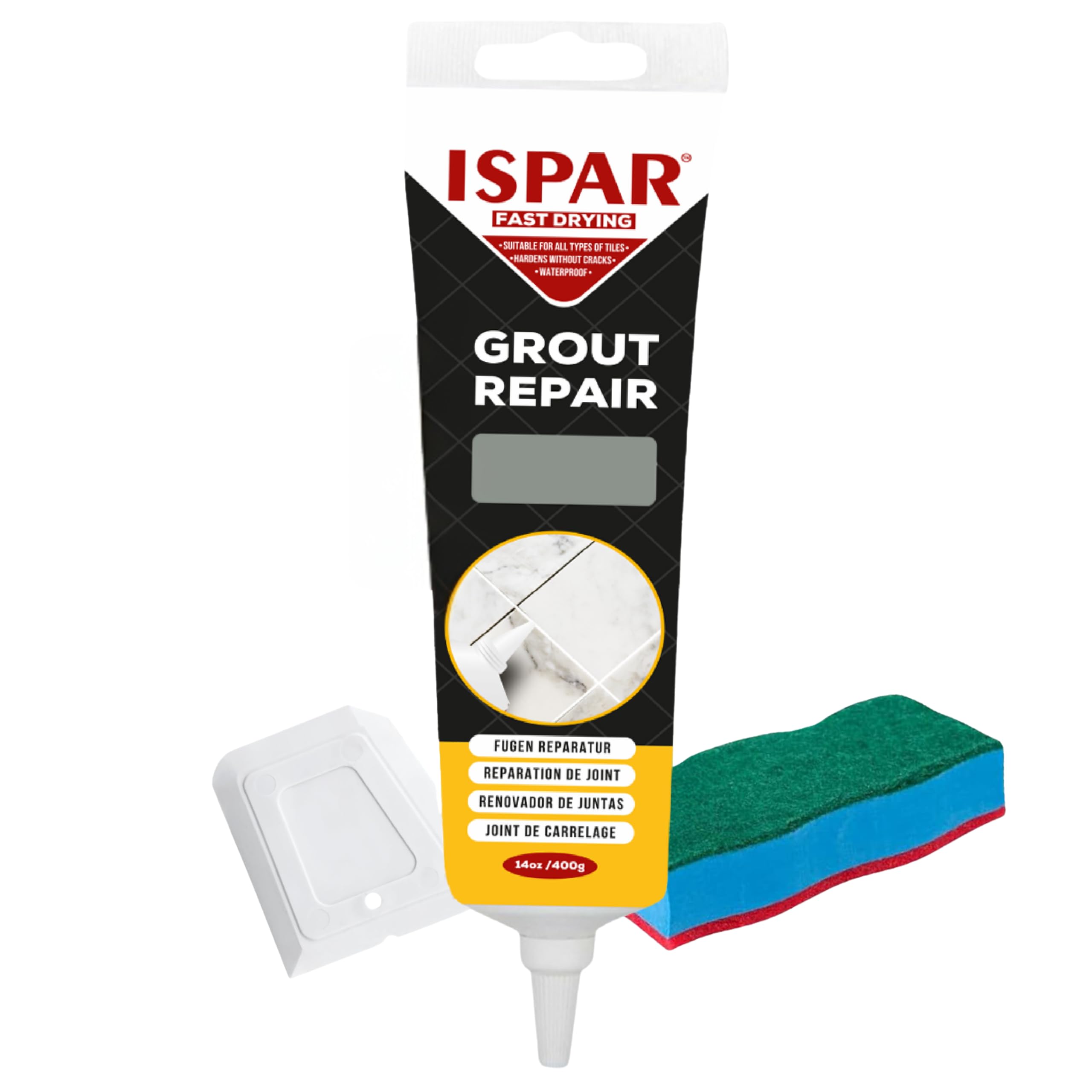 Sponsored Ad – Tile Grout, 400 g Grey Grout Reviver, Fast Drying Premixed Grout Repair Kit with Spatula & Sponge, Ideal for Bathroom, Kitchen & Floor Tiles Renewal