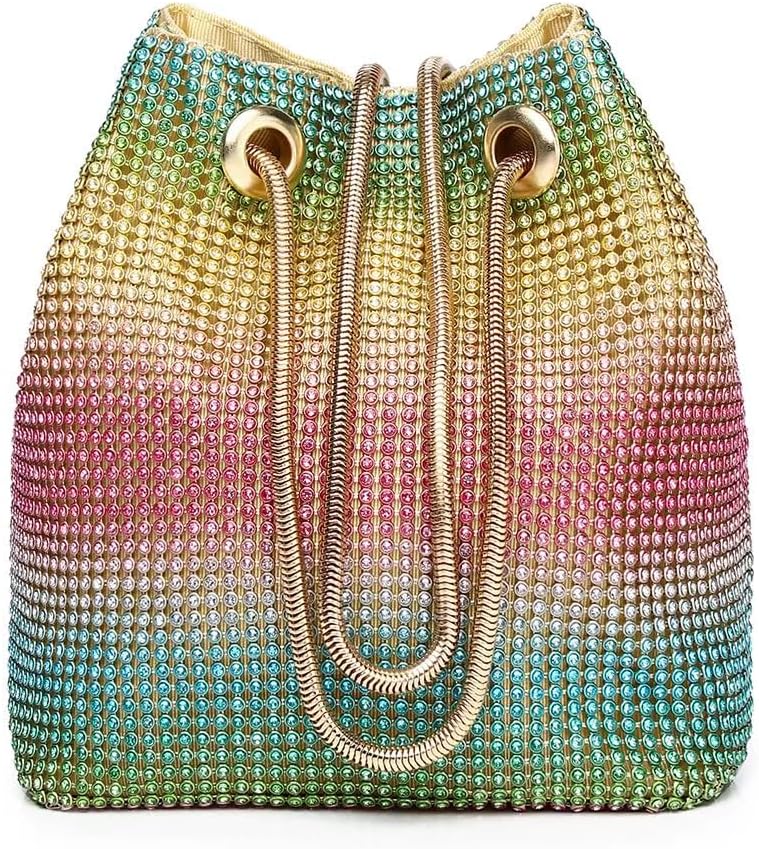 Vgift Rhinestone Purse, Evening Bags for Women, Dress Clutch Cross Body Handbags for Prom Formal Party, Rainbow