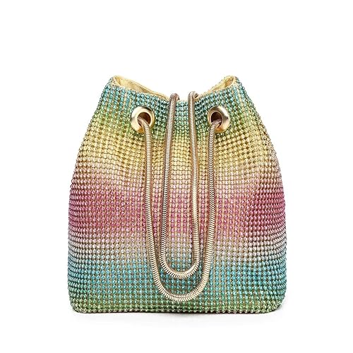 Vgift Rhinestone Purse, Evening Bags for Women, Dress Clutch Cross Body Handbags for Prom Formal Party, Rainbow