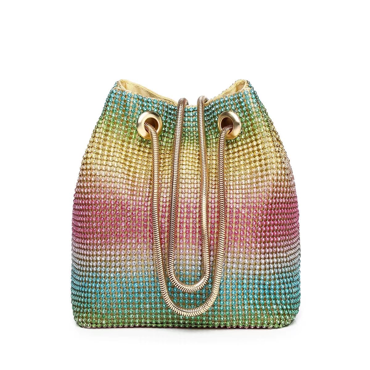 Vgift Rhinestone Purse, Evening Bags for Women, Dress Clutch Cross Body Handbags for Prom Formal Party, Rainbow