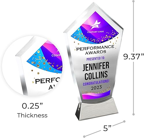 Vista 4 de Placa de vidrio personalizada de 9 1/4 pulgadas, placa personalizada como premios y trofeos, placas de vidrio para premios como jubilación