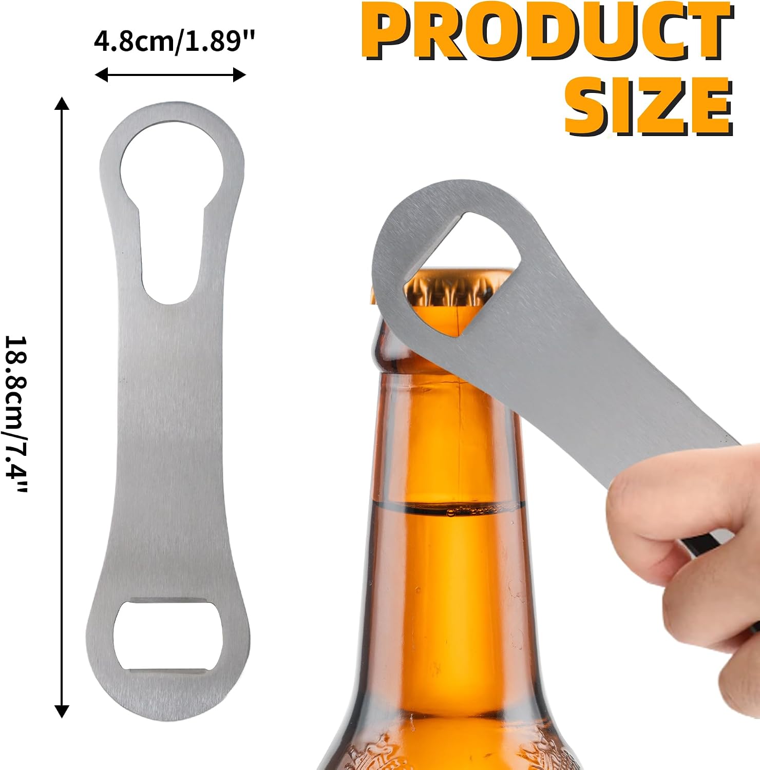 4 Pcs Bottle Opener and Pour Spout Remover, Flat Bar Key Bar Beer Bottle Opener Bartender Accessories for Bartenders Home Kitchen Party, Silver image 2