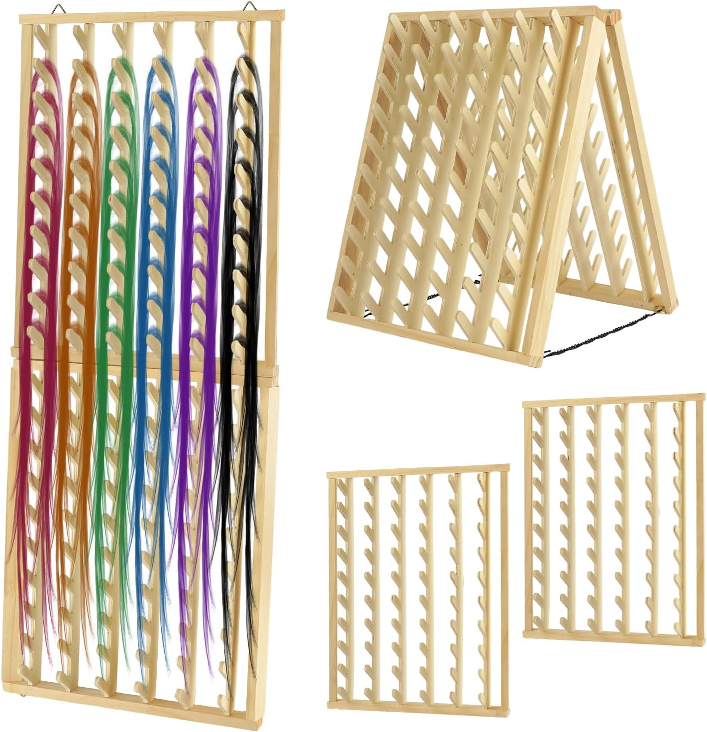 3in1 Braiding Hair Rack, 120 Pegs Braiding Rack for Hair