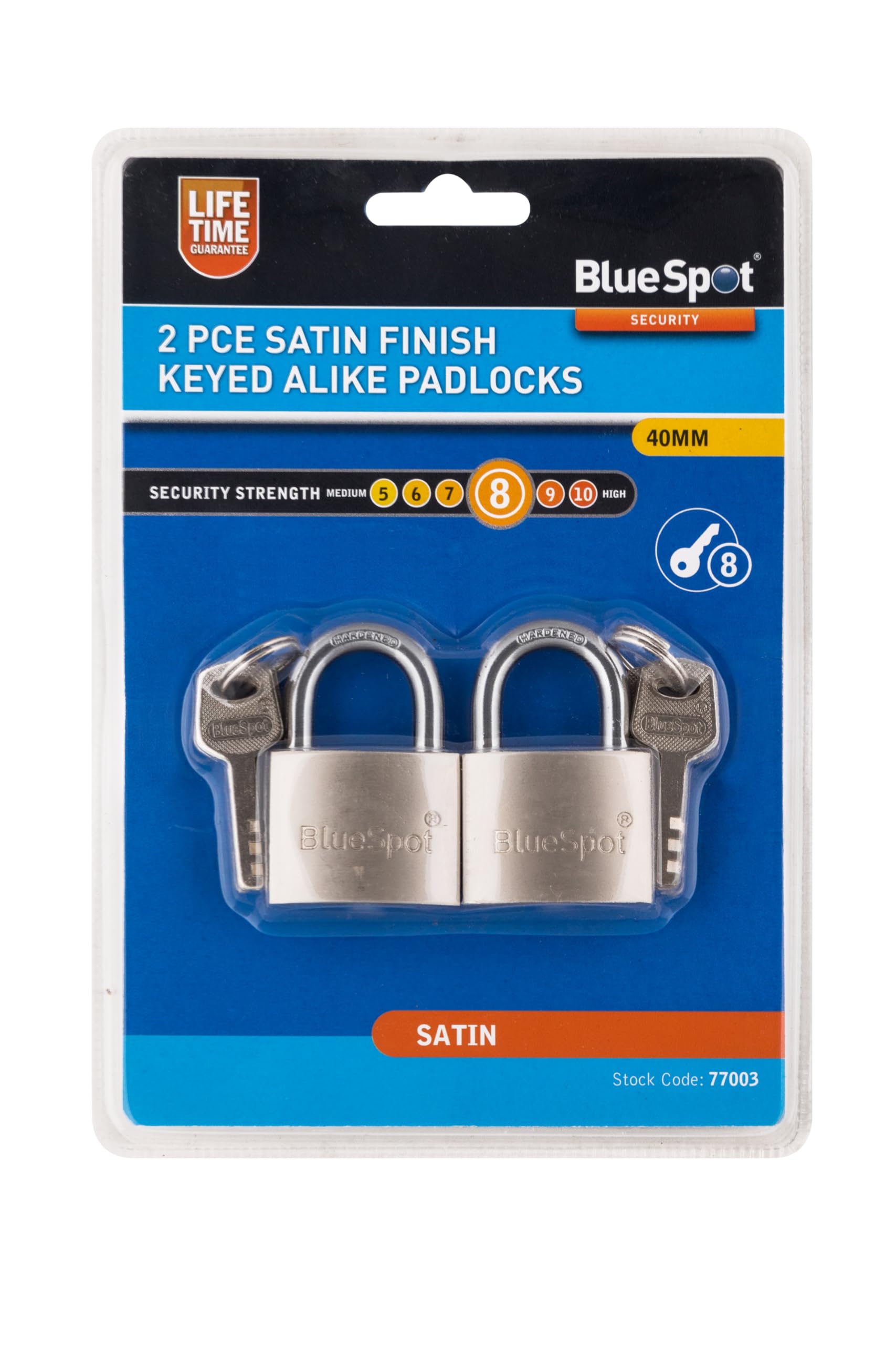 Fort Knox Gold Blue Spot 77003 40 Mm Satin Finish Keyed Alike Padlocks (2-Piece)