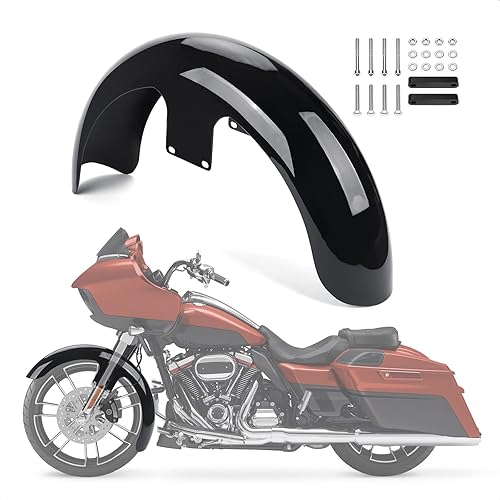 Miniatura 1 de Guardabarros delantero de motocicleta de 19 pulgadas para Harley Touring Road King Road Glide Electra Glide Street Glide (fibra negra)