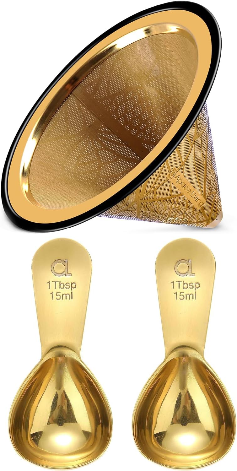 Gold - Coffee Filter Pattern #2 + Coffee Scoop (1 tbsp)