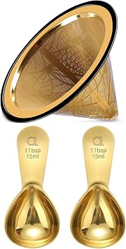 Gold - Coffee Filter Pattern #2 + Coffee Scoop 1 tbsp