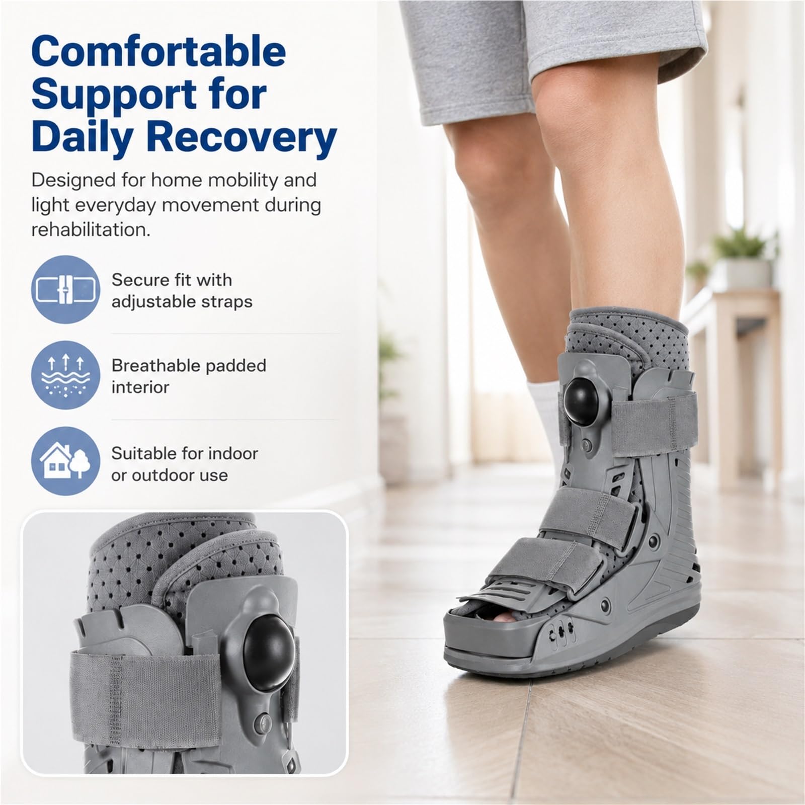 Tutore Caviglia Rotto e Distorsione Stivale Ortopedico Gonfiabile Walker Boot Basso per Recupero Medico Frattura Piede Tendine d'Achille Supporto Regolabile(S)