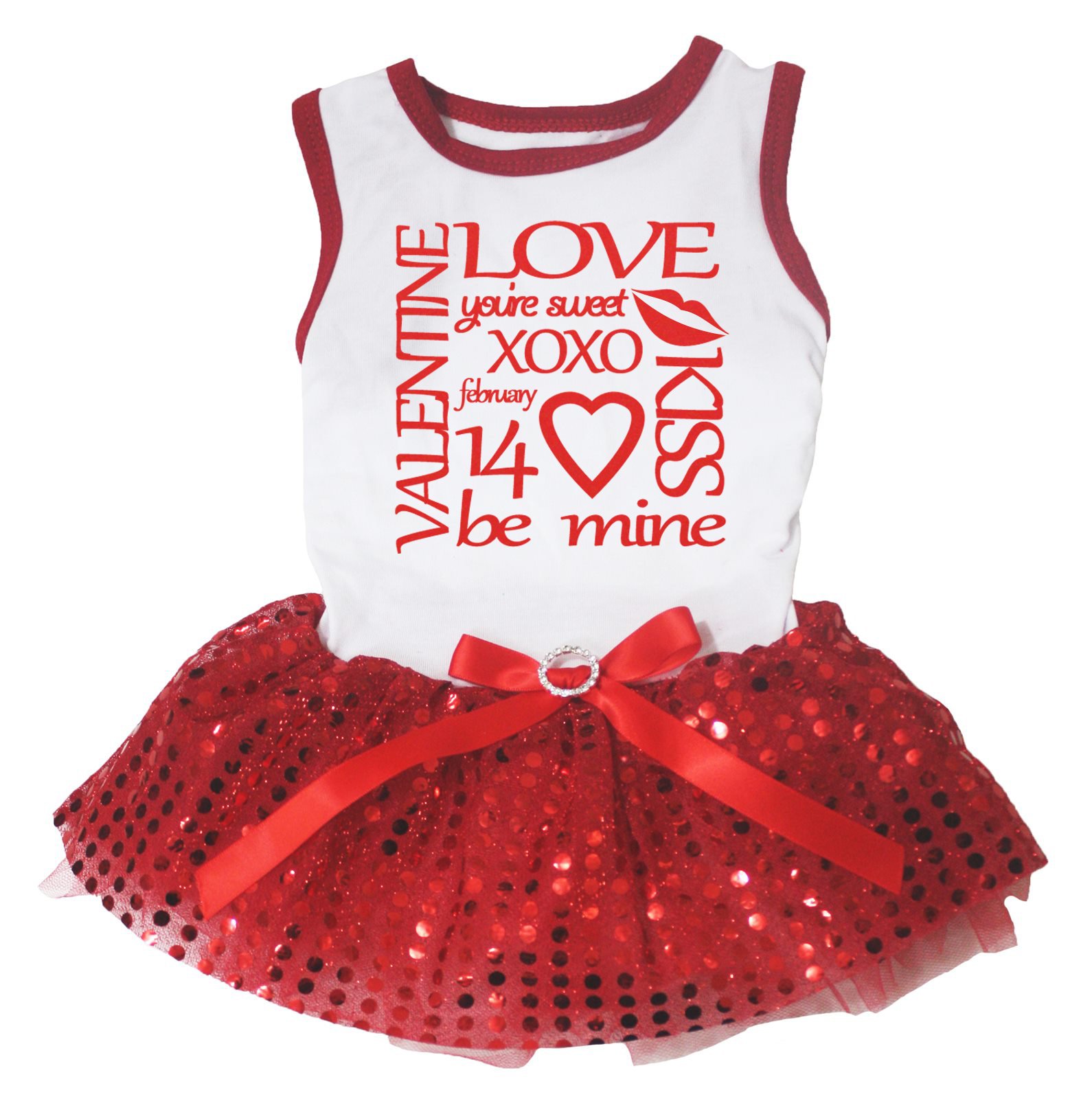 Robe tutu pour chien rouge Doggie Style Store XOXO à paillettes XL