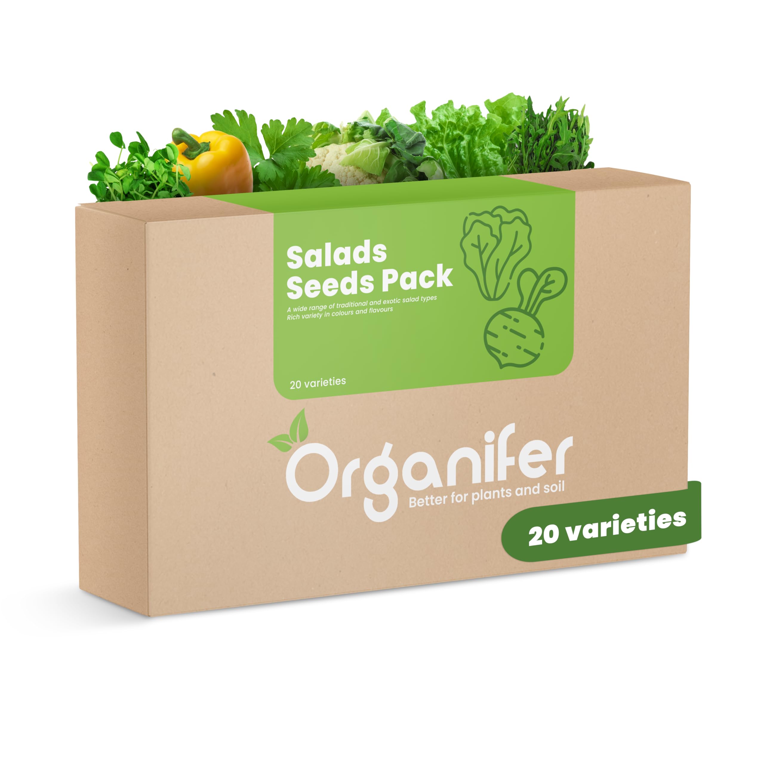 Paquete De Semillas De Lechuga | Semillas De Lechuga - Semillas De Rúcula - Semillas De Perejil - Semillas De Rábano - Cerezas De Piña - Organifer