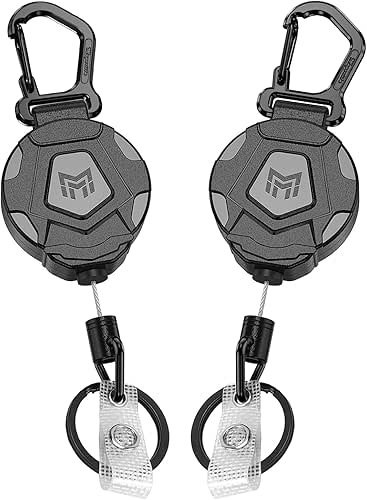 MNGARISTA 2-Pack Retractable Keychain, Heavy Duty Carabiner Badge Holder, Tactical