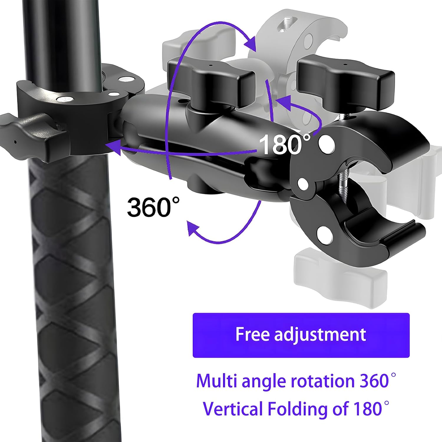 Motorcycle Bike Handlebar Clamp Mount with 47.3" Invisible Selfie Stick Compatible for Insta360 ONE X5 X4 X3 X2 X RS R Go 2 3 and Go Pro Max Action Camera