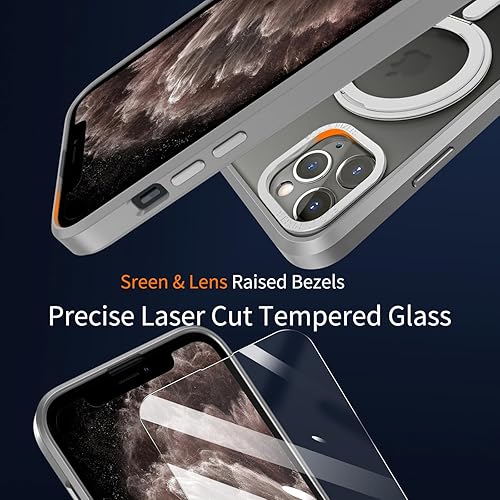 Miniatura 6 de STERKER Funda transparente con anillo giratorio de 360 para iPhone 11 Pro Max 2 protectores de pantalla compatible con Magsafe con soporte, soporte