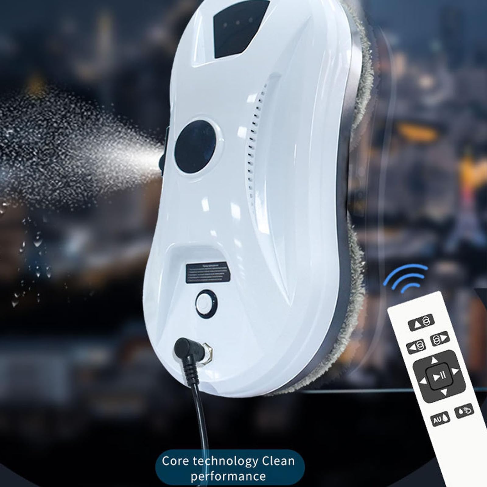 Robot limpiacristales con depósito de Agua de 35 ml, Aspirador de Pared con Gran succión de 5600 Pa y Control Remoto, Incluye 10 paños, Ideal para Azulejos, Espejos, Puertas de CRI