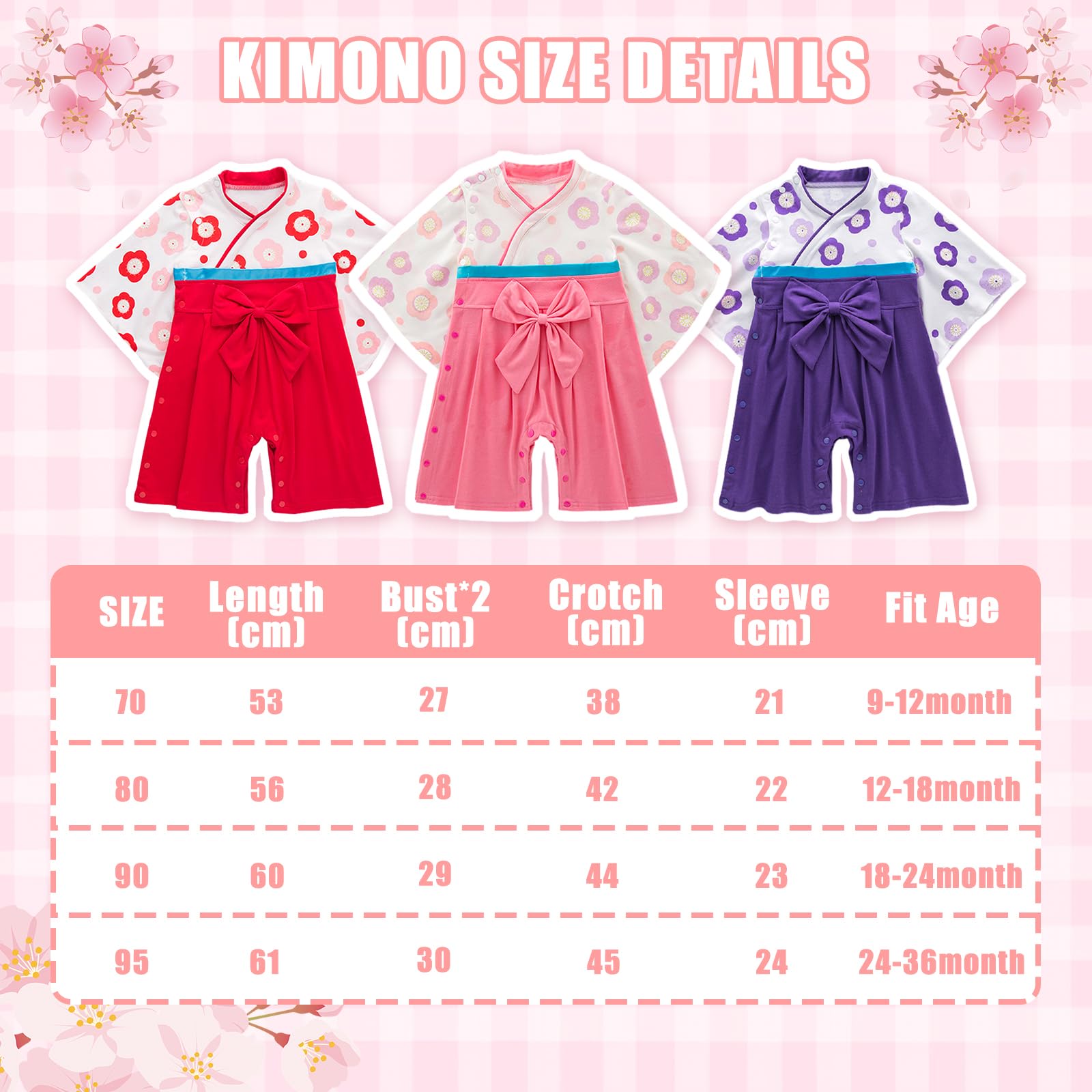 Baby Kimono Neonato Manica Lunga Cotone Kimono Giapponese per Neonati Costume Carnevale per Bambina e Bambino con 2 Paia di Calzini