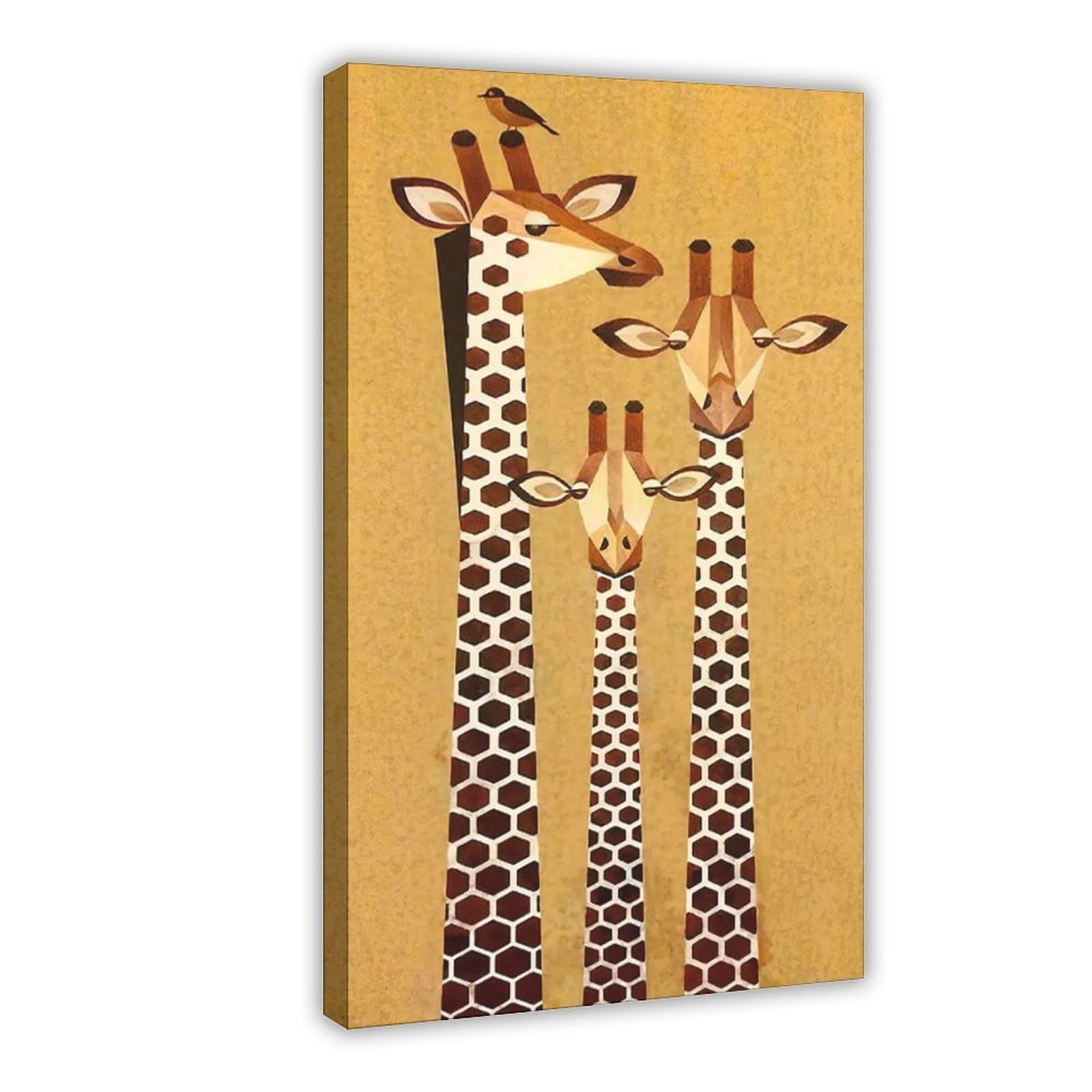 Bareronor Modern Giraffe Canvas Poster Bedroom Decor Landscape Office Room Decor Gift 24" L X 36" W
