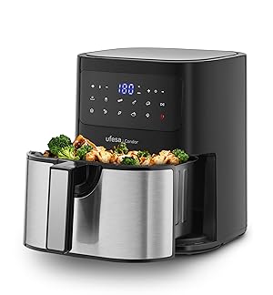 Ufesa Condor Freidora de Aire sin Aceite de 4.5L, Inox, 10 Programas, 1600W, Digital, Temporizador, Temperatura 80ºC - 200ºC, Sin BPA ni PFOA, Cubeta y Bandeja Anti-Adherentes