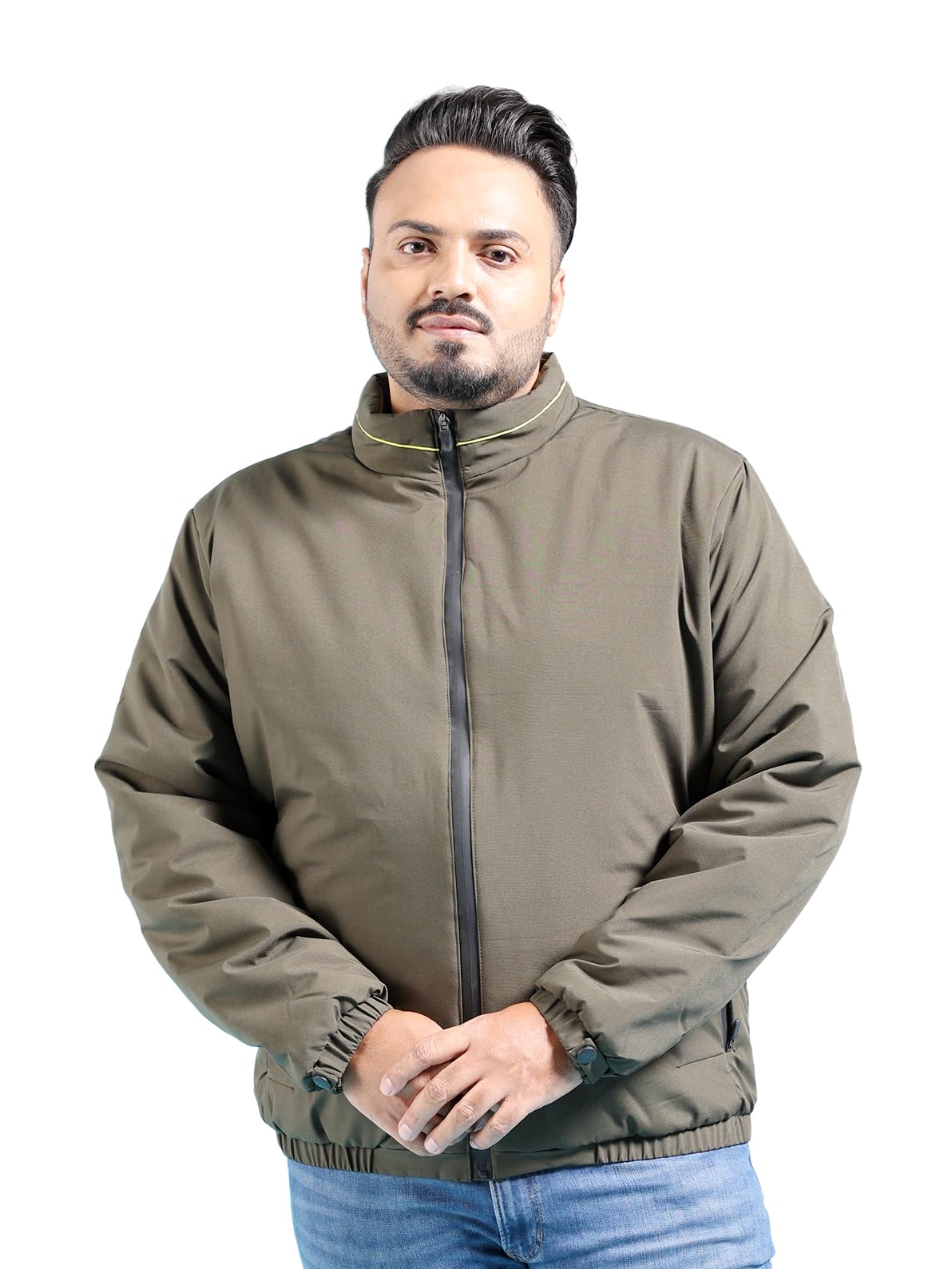 hardsoda by The Indian Garage Co Men Plus Size Regular Fit Solid Standup Collar Puffer Jacket-picture-10