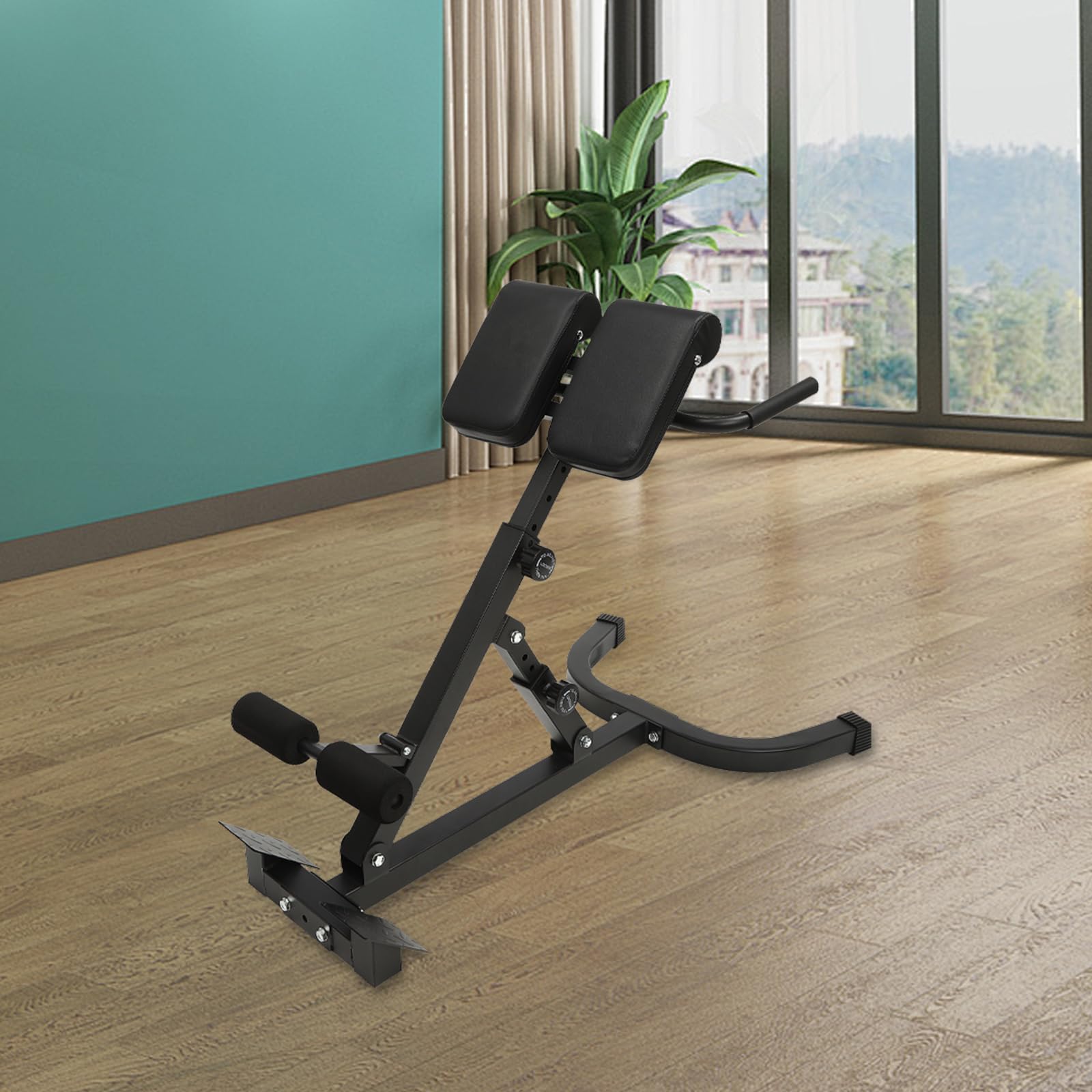 Roman Chair, Multi-Functional Hyperextension Bench Roman Chair, Adjustable Ab Sit Up Roman Bench Back Extension Machine for Home, Gym, Hotel Up to 330 lbs Weight Capacity Black-image-6