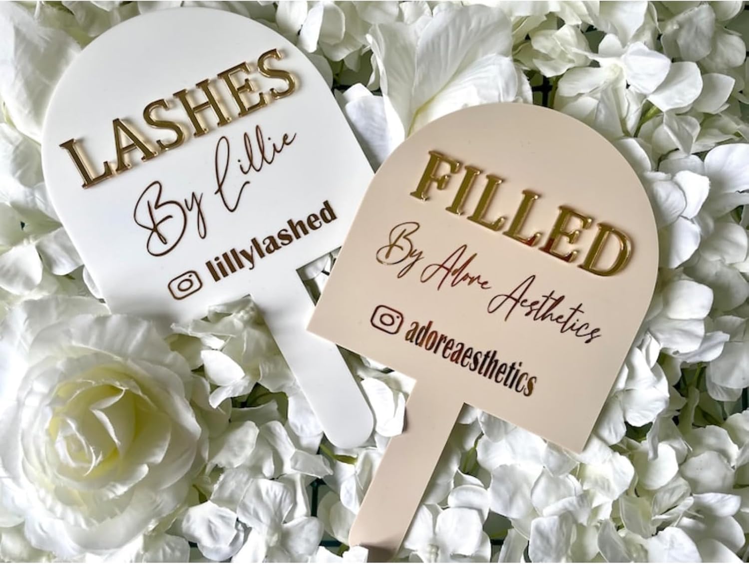 Personalised Handheld Mirror,Gift for Hair Dressing,Aesthetics Props,Salon Decor,Mirrors for Lash Techs,Aesthetics Gifts,Custom Acrylic Hand Mirror (Beige)