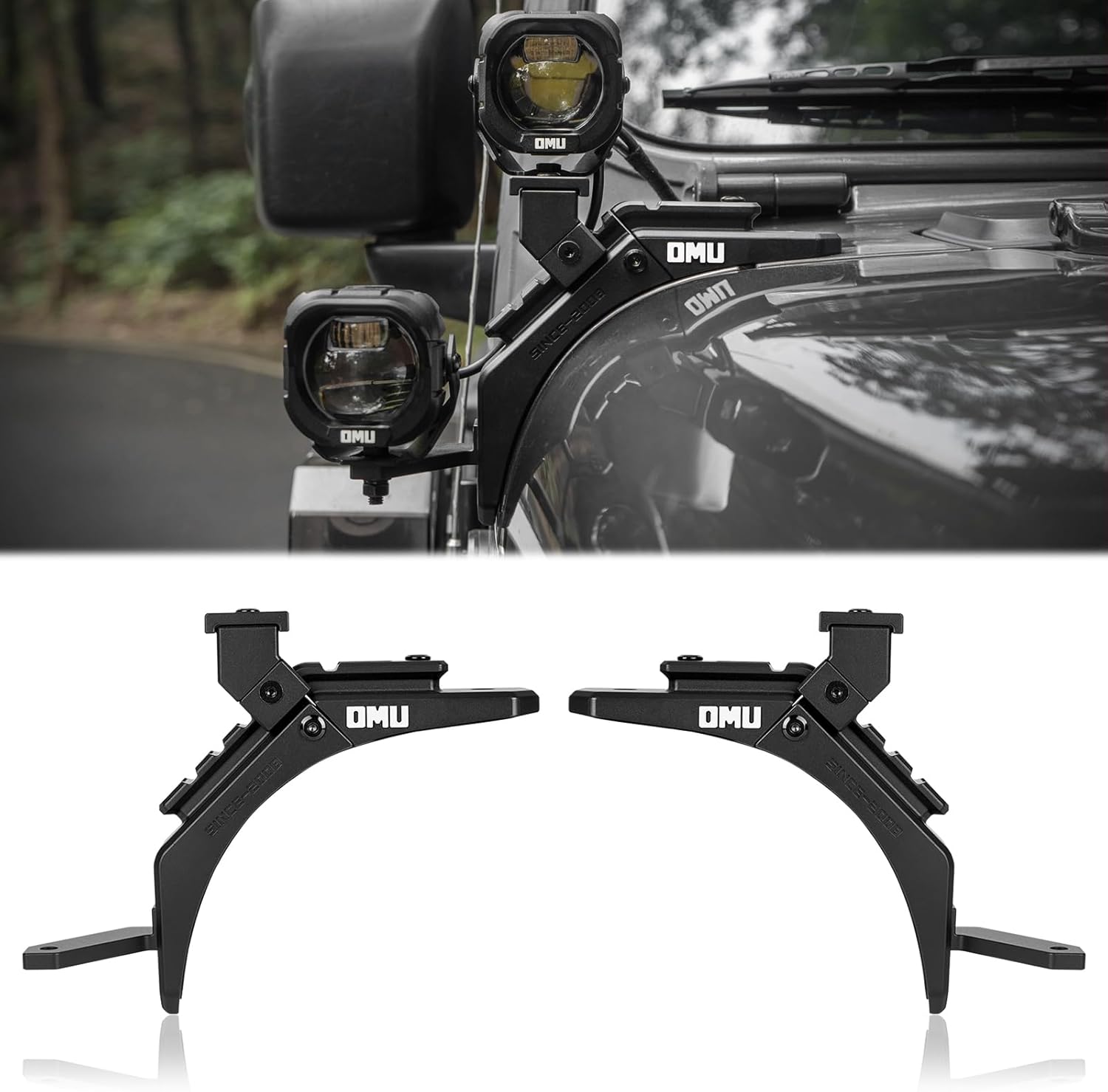 OMU Genesis Series A-Pillar Light Mounting System Compatible with Jeep Wrangler JL 4xe, Auxiliary Light mounting Bracket (Not for JT Sand Runner/Mojave & Rubicon 392)