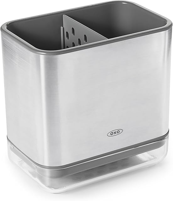 OXO Good Grips Stainless Steel Sinkware Caddy, Silver, 14 x 14 x 9 cm