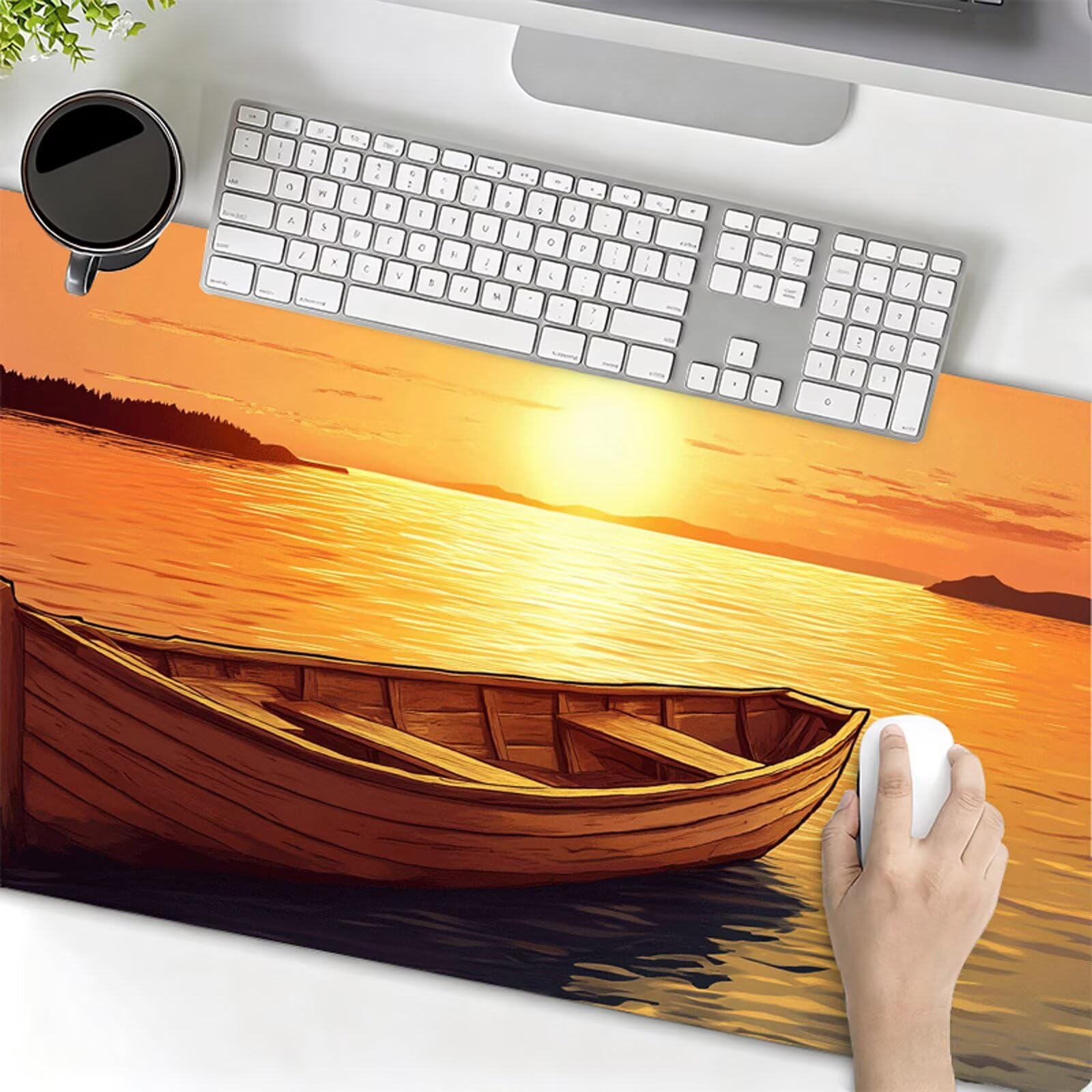 Podkładka pod mysz XXL 1000x500x3mm podkładka pod mysz zachód słońca podkładka pod mysz ocean poprawia precyzję i szybkość, wodoodporne antypoślizgowe, szyte krawędzie, akcesoria do gier, komputer