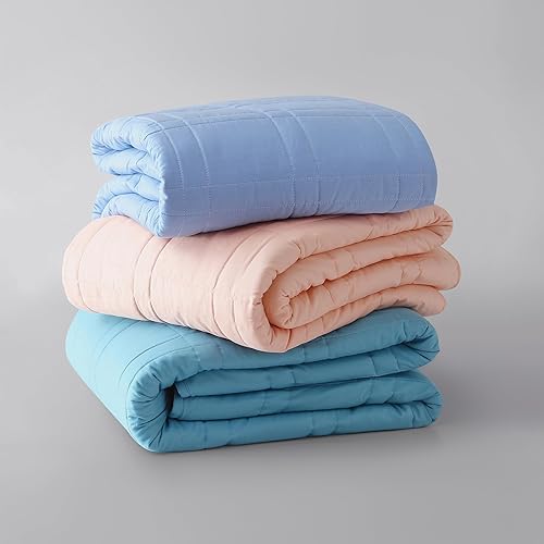 Baloo Manta con peso de 9 libras, tamaño mini, ecológica, libre de químicos, suave y fresco algodón en color azul índigo