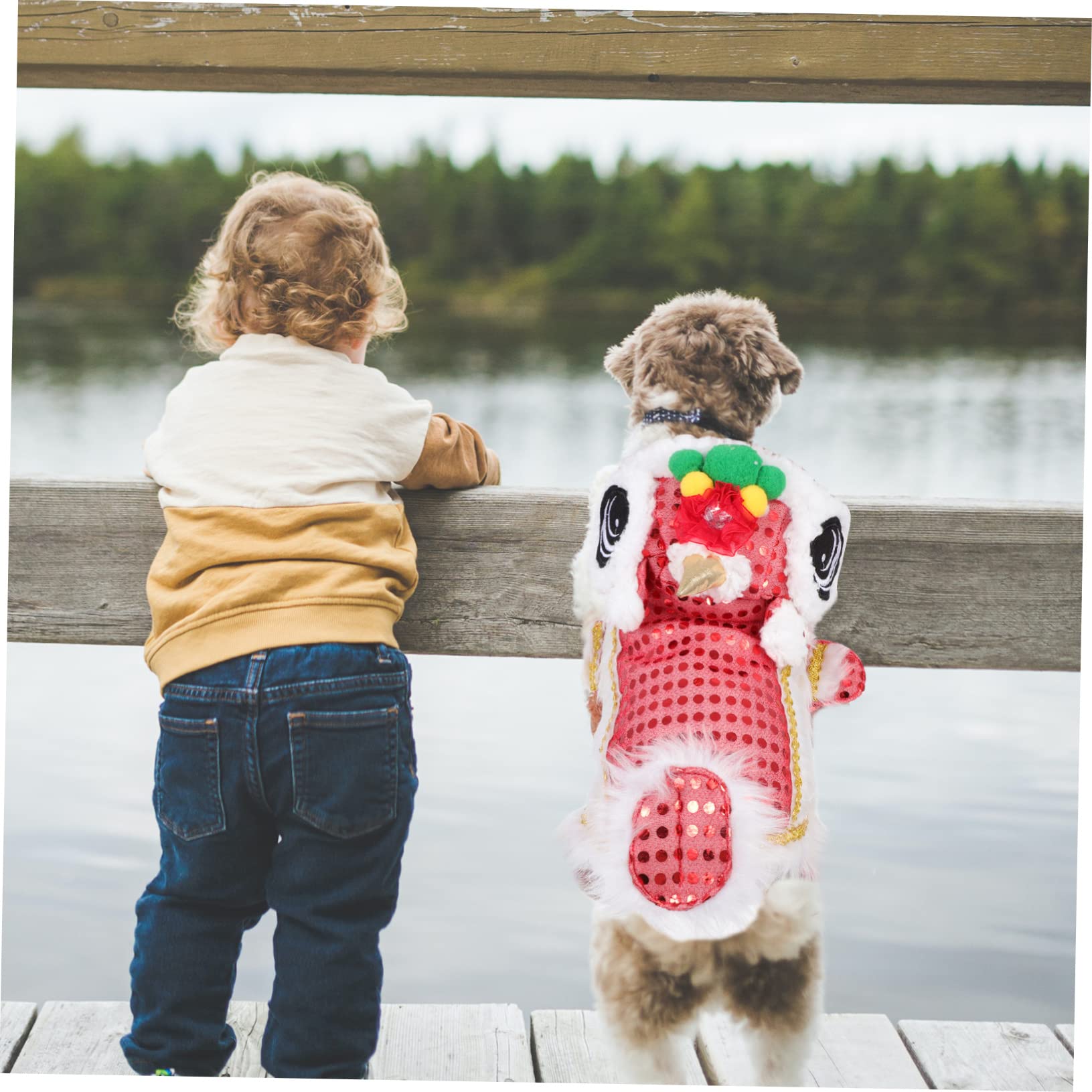 BESPORTBLE 3pezzi Costume Per Cani Per Anno Cinese Abbigliamento Per Animali Domestici Outfit Festivo Con Design Doppia Faccia Adatto Cuccioli Di Piccole Facile Da Indossare e Comodo