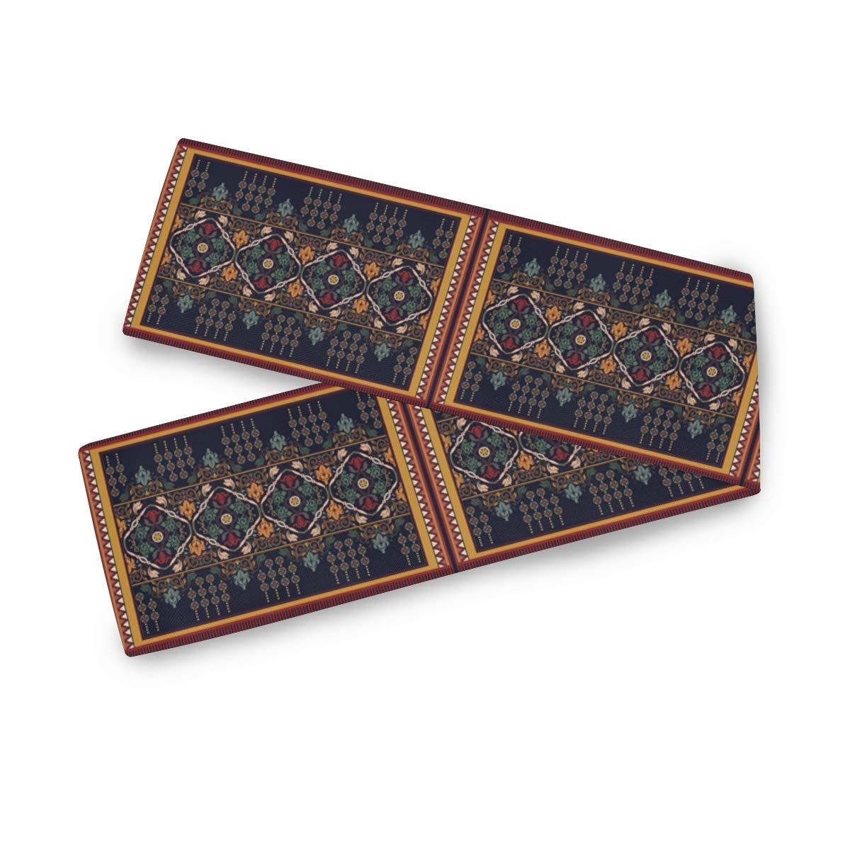 Dallonan Rectangular Table Decoration Runner Arabian Style Traditional Abstract Flower Floral Persian Table Runners 13x90 Inch Polyester Table Decorations for Party Weddings, Multicolor
