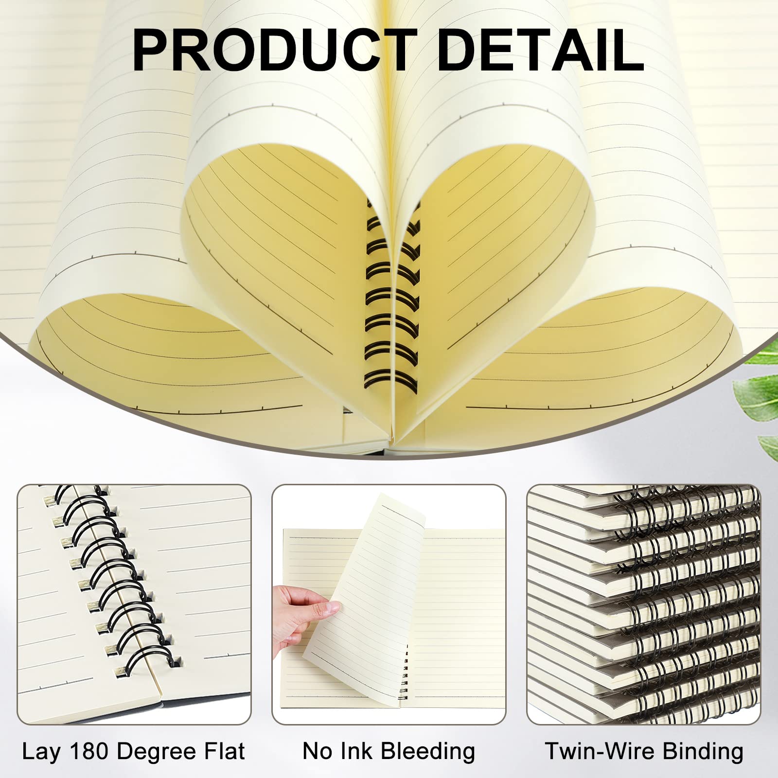 Yahenda Cuaderno de espiral con rayas universitarias, cuadernos de 8.3 x 5.5 pulgadas, cuadernos de escritura A5, cuadernos de papel grueso para oficina, negocios, suministros escolares (gris oscuro,