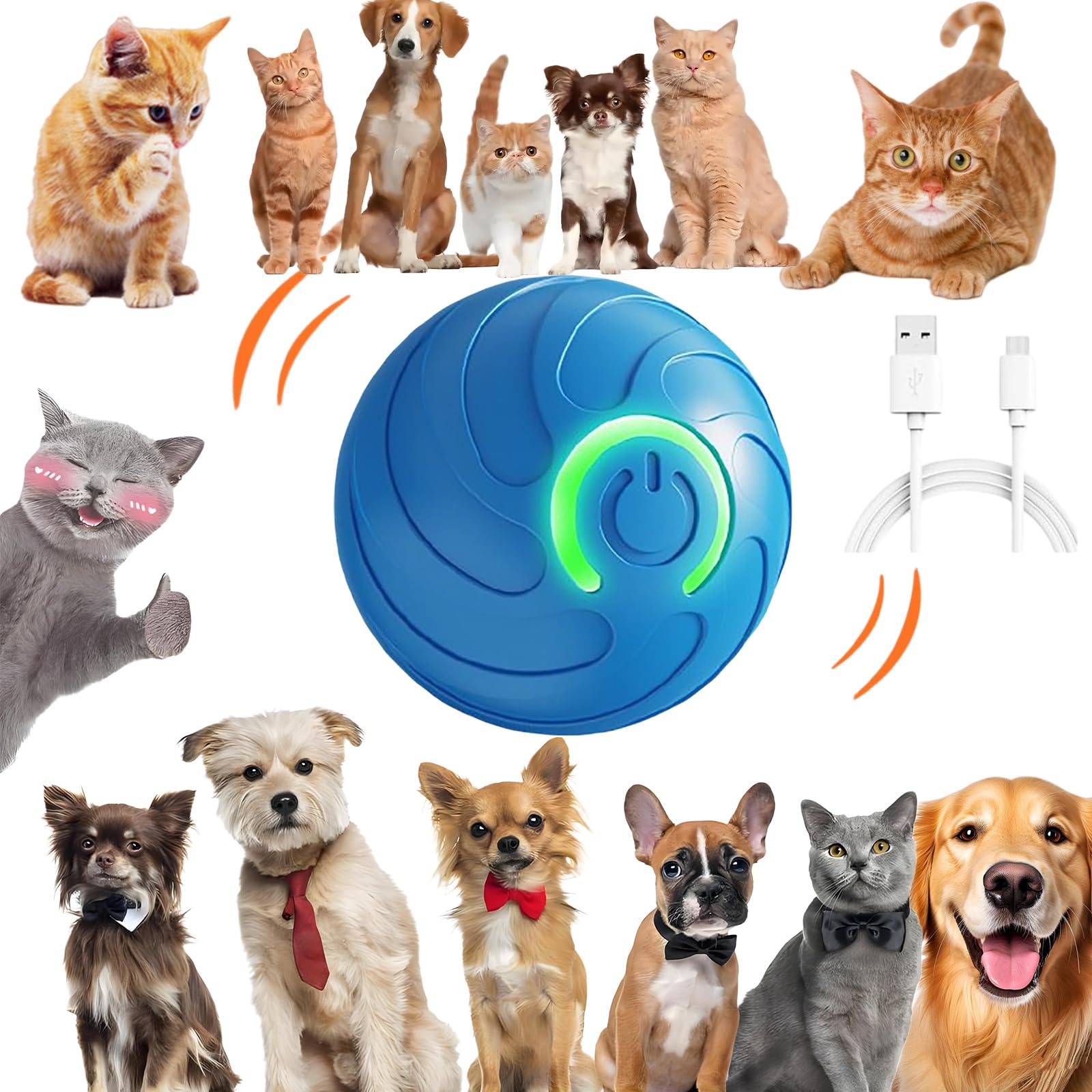 Smart Jumping Ball for Dogs Cats Duraspin Dog Bouncing Ball Random Path Electric Automatic Moving and Rolling Pets