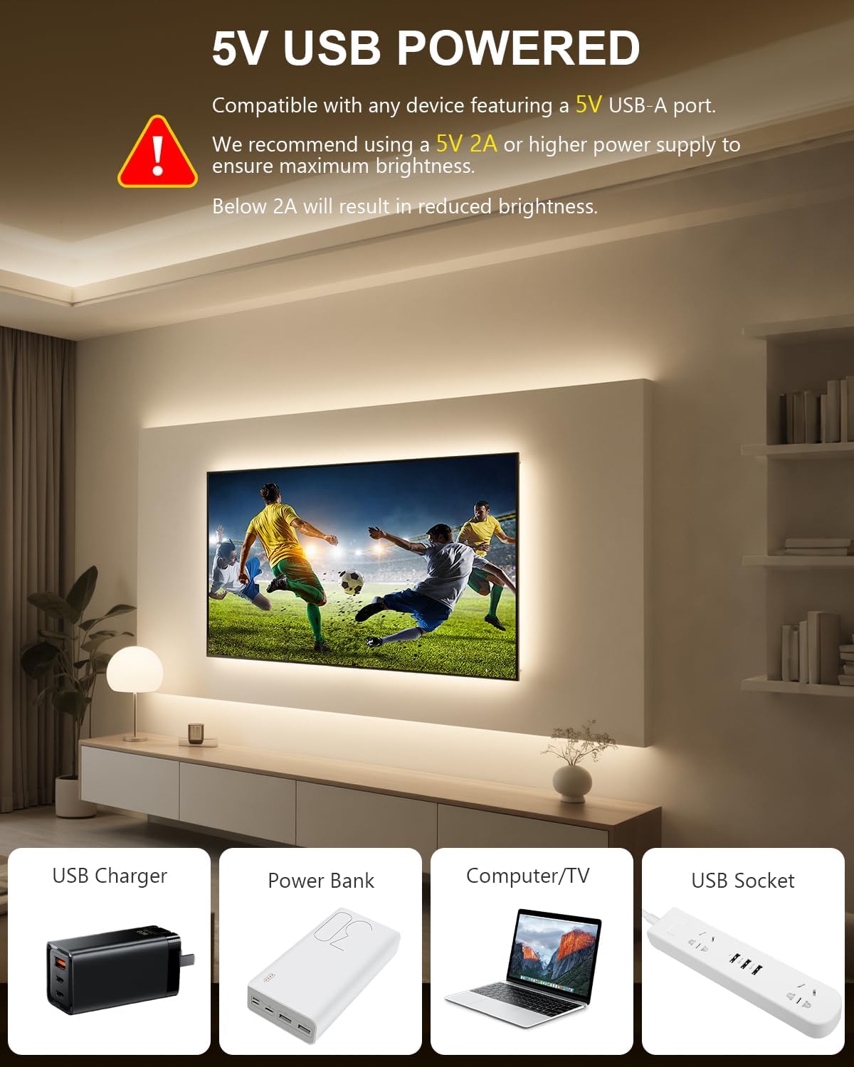ALITOVE LED Strip Lights 5V USB 6.56FT 640LEDs 4000K Ultra Bright Dimmable White COB LED Light Strip with Remote Flexible LED Tape Lights for Mirror Desk Cabinet Kitchen Shelf TV Bedroom DIY Lighting
