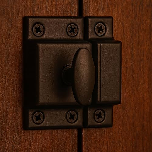 Miniatura 6 de Pestillo de gabinete estampado grande de bronce aceitado - Pestillo de giro ovalado de reproducción antigua  UA-140-LOB (4)