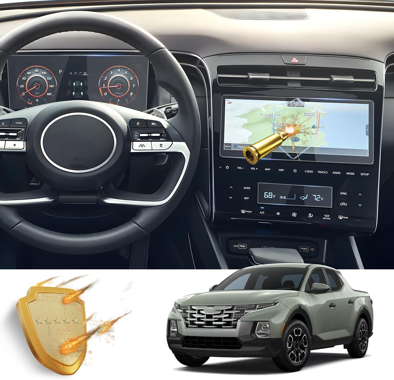 Amazon.com: R RUIYA (3PCS) 2024 Hyundai Santa Cruz Screen Protector for ...