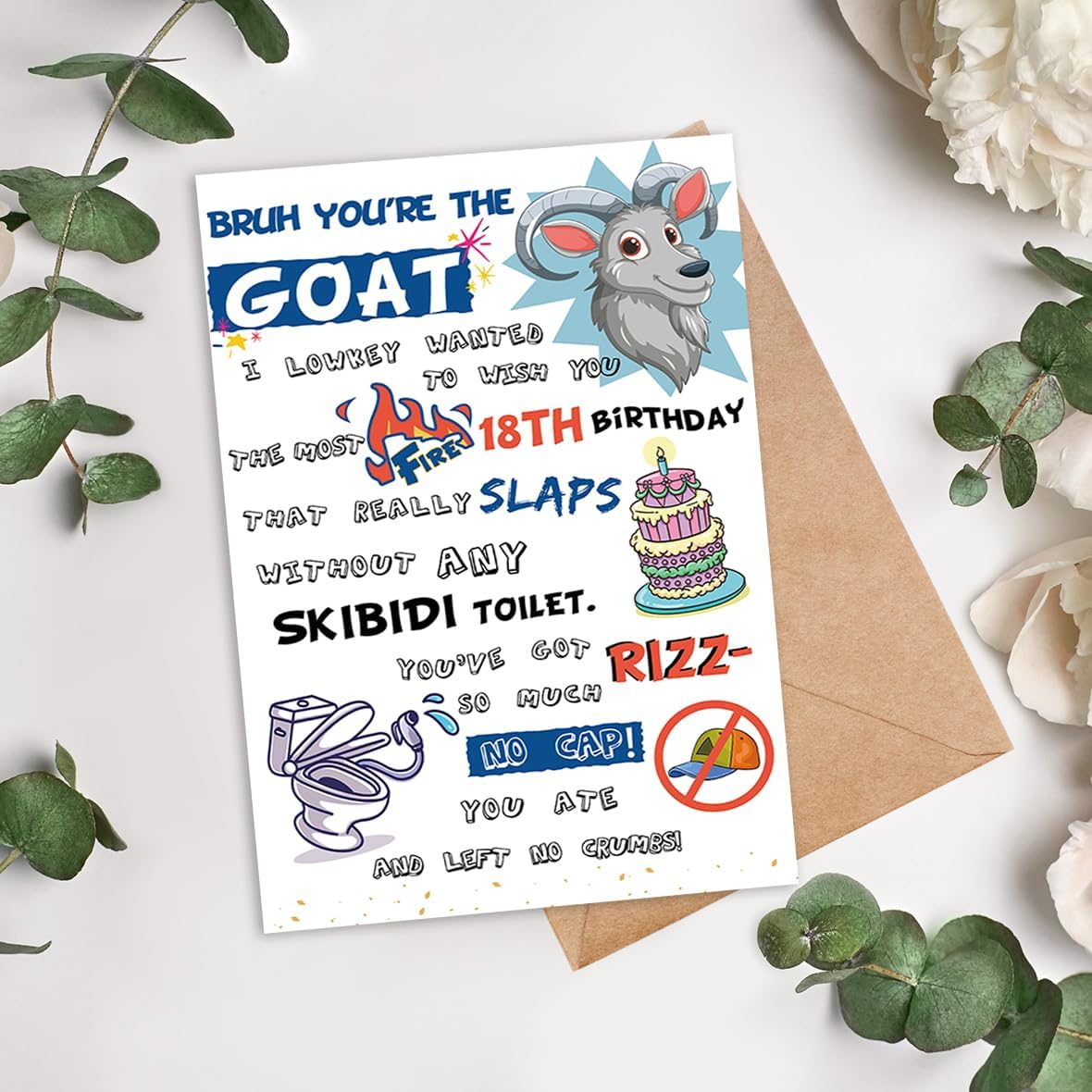 18th Birthday Card Gifts for Boys Girls Son Daughter, 18 Year Old Birthday Decorations for Nephew Niece Teenagers with Gen Z Slang Meme-Inspired Design - Image 6