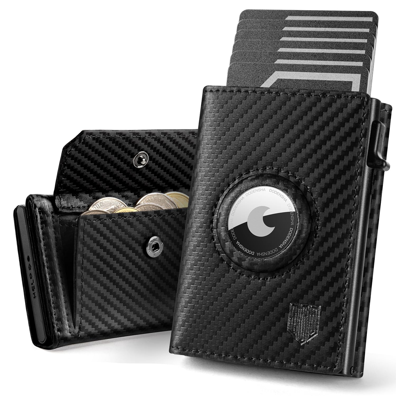 DODENSHA® Airtag Wallet Herren mit XL Münzfach I MagSnap Kartenetui I Smart Airtag Wallet für 10+ Karten I Geldbörse Herren mit RFID Schutz I Portmonee mit AirTag* Fach