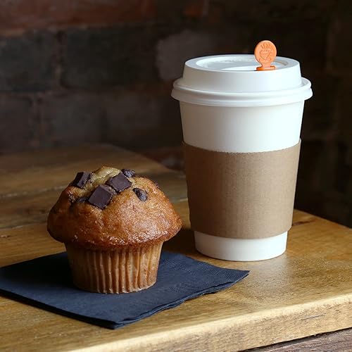 Miniatura 5 de AmerCareRoyal - Fundas de café Kraft para tazas calientes, caja de 1000-80% fibra reciclada, advertencia caliente, desechable y protectora, se