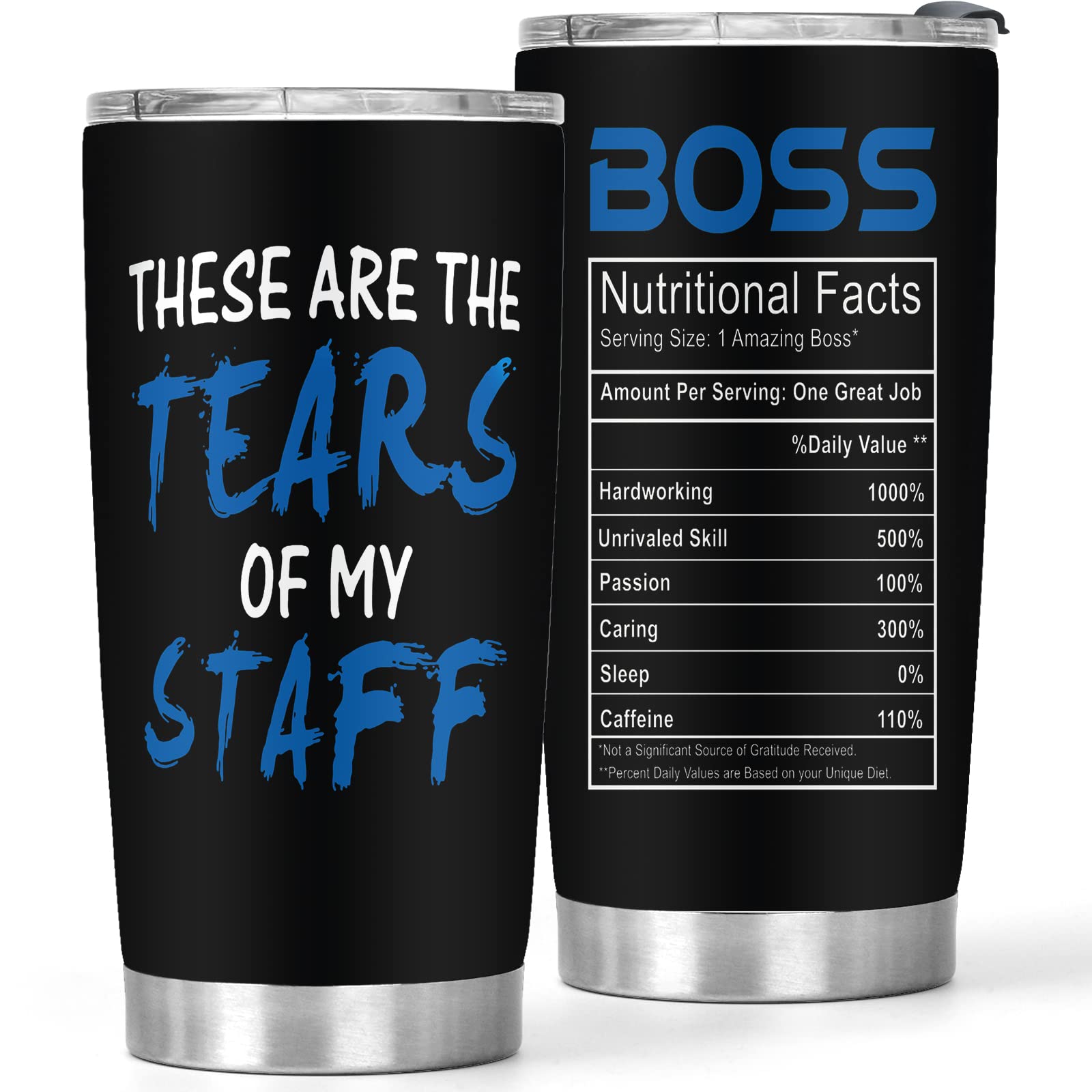 Boss Gifts for Men - 20oz Coffee Tumblers Gifts for Bosses - Funny Birthday Gift For Boss from Employee - Bosses Day Gifts for Him - Black Tumbler Cup with Lid, 1 Piece
